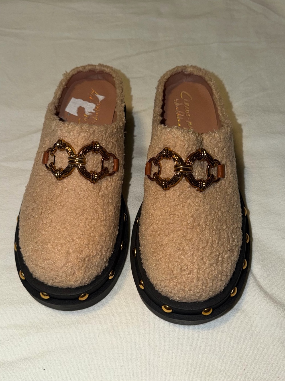 NWT CIRCUS by Sam Edelman Slip-On Annie Mules with Gold Chain accent size 8 - Picture 3 of 6